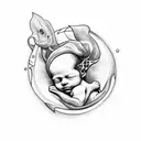 newborn in a peashell tattoo design idea