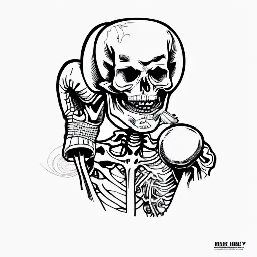 skeleton with boxing gloves tattoo design idea