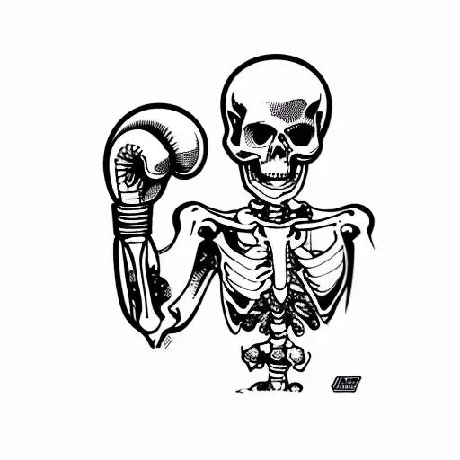 skeleton with boxing gloves tattoo design idea