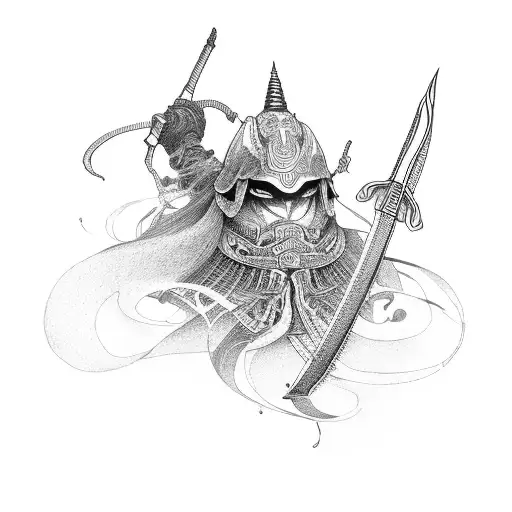 ronin, meditation, sword tattoo design idea