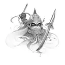 ronin, meditation, sword tattoo design idea