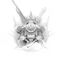 ronin, meditation, sword tattoo design idea