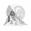 climbing, moon sleep, meditation, wisdom tree tattoo design idea