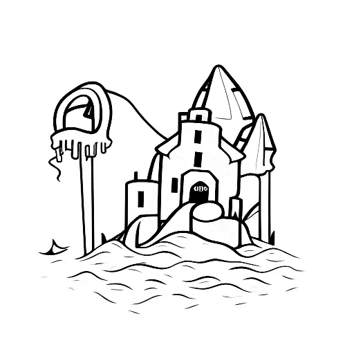 sandcastle being washed away tattoo design idea