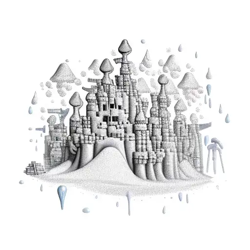 sandcastle being washed away tattoo design idea