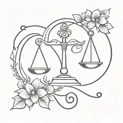 libra symbol surrounded tattoo design idea