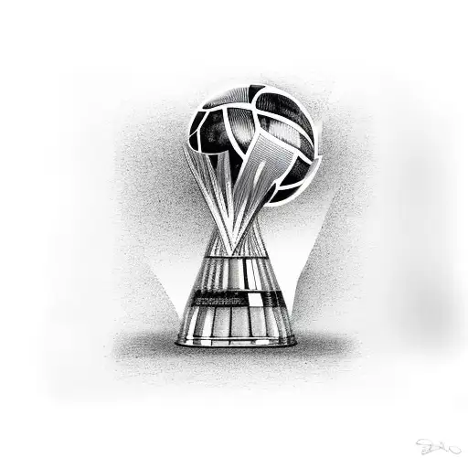 Messi con la copa del mundo tattoo design idea