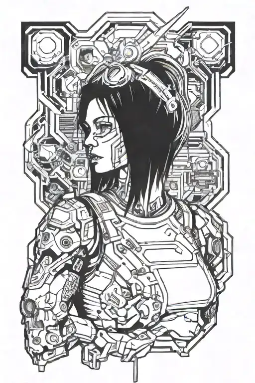 girl cyberpunk 2077 tattoo design idea