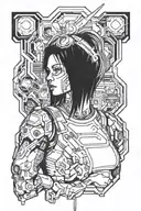 girl cyberpunk 2077 tattoo design idea