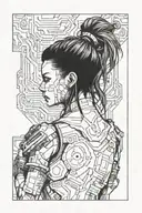 girl cyberpunk 2077 tattoo design idea
