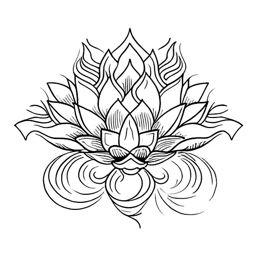 Create a simple and elegant tattoo with elements of Lotus and Trishul in it. Tattoo should be precise and clear  tattoo design idea