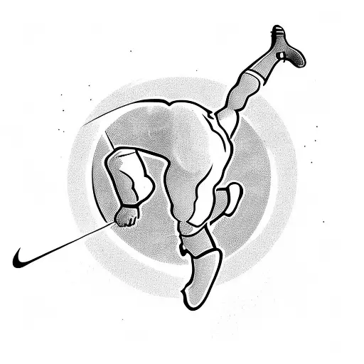 A football player kicking a ball in front of a mountain range tattoo design idea