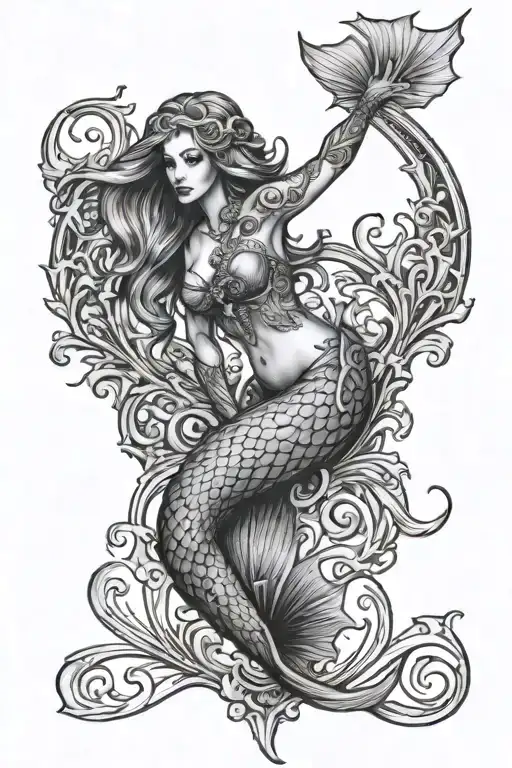 mermaid gothic inspired tattoo tattoo design idea