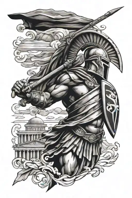 Spartans, greek flag, parthenon tattoo design idea