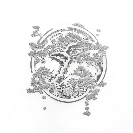 money, cherry tree, jdm cars tattoo design idea
