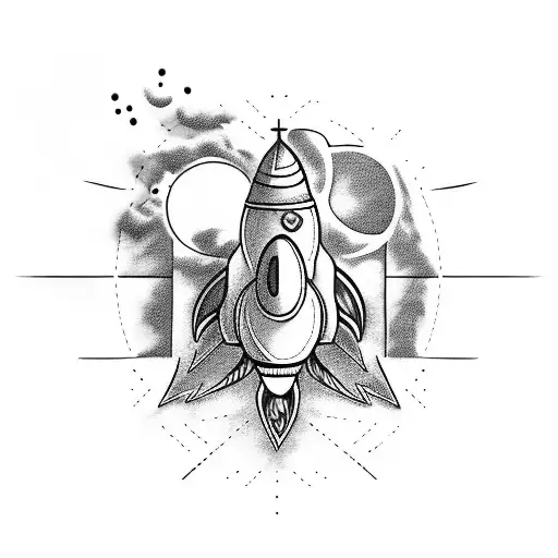 rocket ice cream tattoo design idea