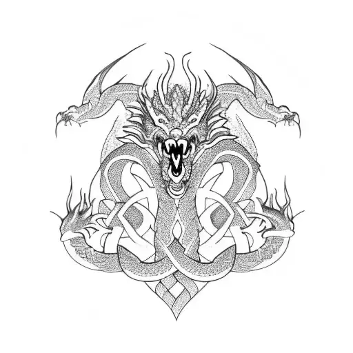 Dragon with nordic knotwork body tattoo design idea