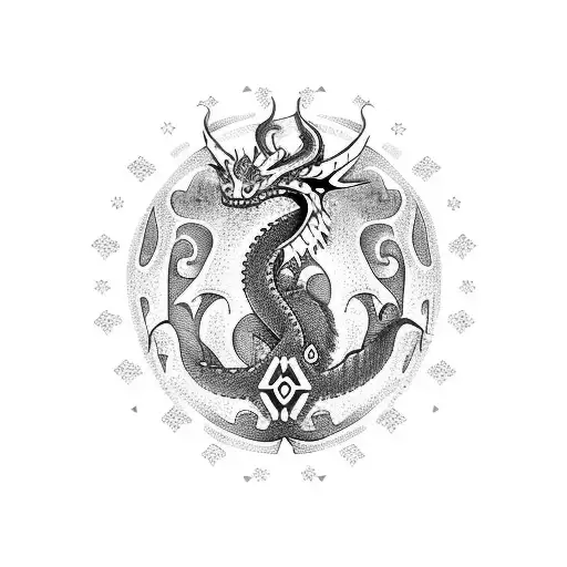 Dragon with nordic body tattoo design idea