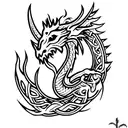 Dragon with nordic knotwork body tattoo design idea