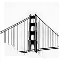 create a minimalist, black-lined only tattoo of golden gate bridge against an iconic SF skyline. Try and make it as a si tattoo design idea