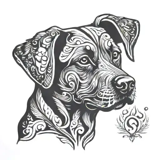 silhouette labrador ears tattoo design idea