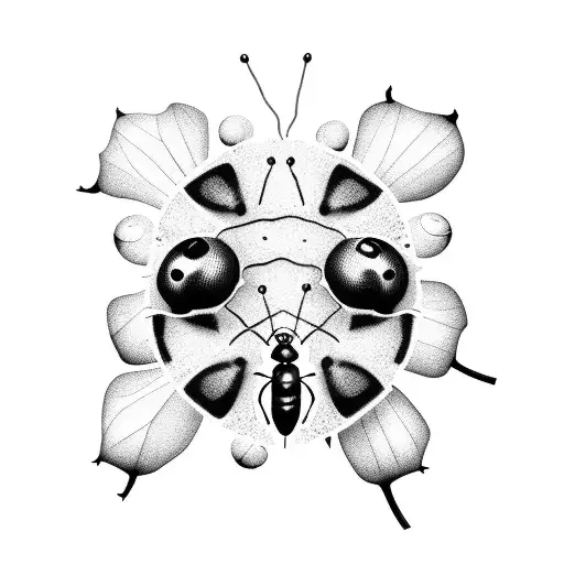 A vinyl record with ladybugs crawling on it tattoo design idea