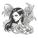 Nico Robin with caring look tattoo design idea