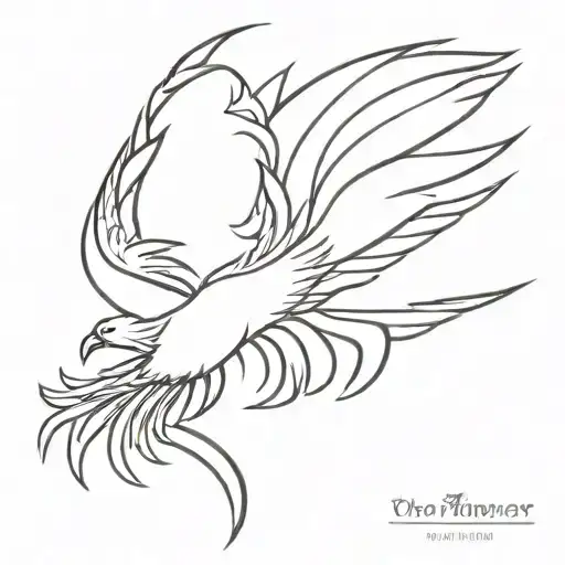 phoenix with outstretched wings tattoo design idea