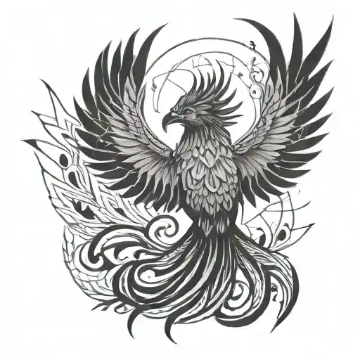 phoenix with outstretched wings tattoo design idea