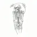 a skeleton and flowers tattoo design idea