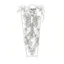 a skeleton and flowers tattoo design idea