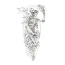 a skeleton and flowers tattoo design idea