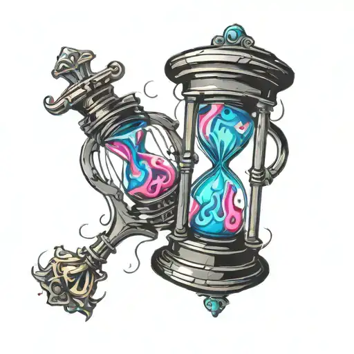 hourglass full of neon liquid  tattoo design idea