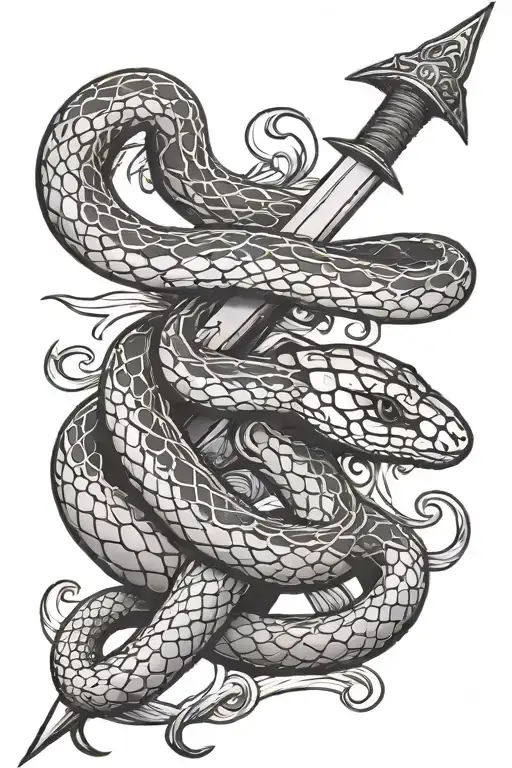 snake wrapped around a sword tattoo design idea