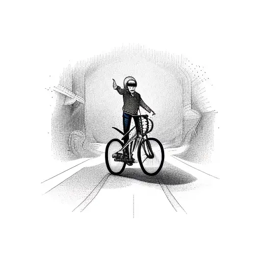 Person filling bicycle with rocket fuel tattoo design idea