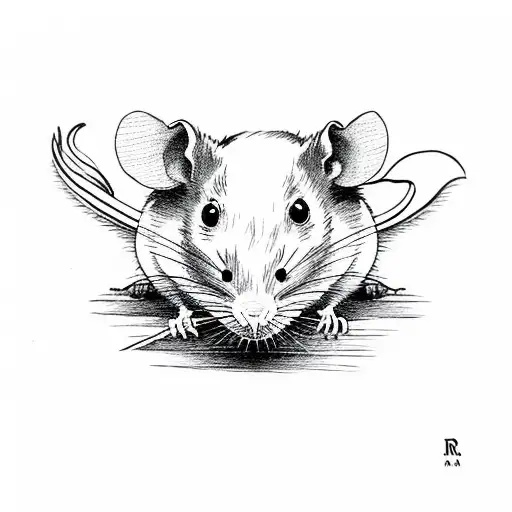 rat with joint tattoo design idea