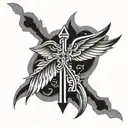 Cross and Wings tattoo design idea