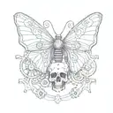 Butterfly with skull in center with the wings being bicycle gears tattoo design idea