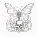 Butterfly with skull in center with the wings being bicycle gears tattoo design idea