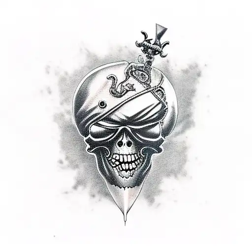 psycho skull pirate  tattoo design idea