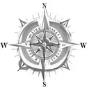 an old school compass with date April 9th 2023 and the same Sebastian Roger hidden within the Compass.  tattoo design idea