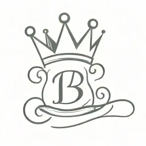 the letter b with a crown above it  tattoo design idea