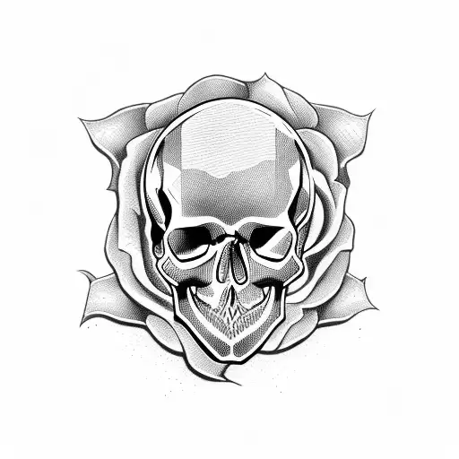 skull, skate and roses tattoo design idea