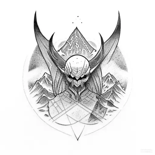 A Lord of the Rings-inspired tattoo depicting a backpacker on an epic adventure through Middle-earth tattoo design idea