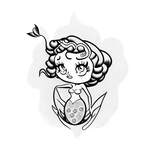 Betty Boop as a mermaid tattoo design idea