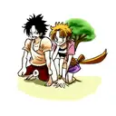 ruffy und ace one piece tattoo design idea