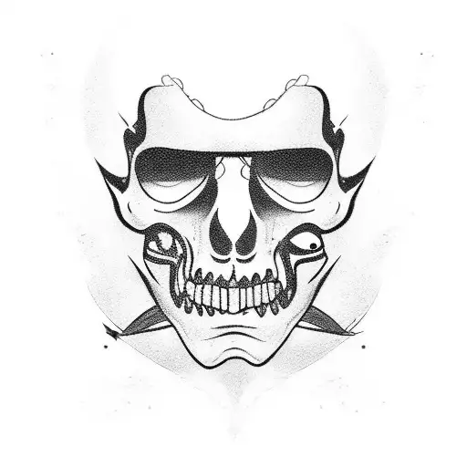 A pirate's face with a pirate hat, half of the face will have human features, and the other half of the face will have a tattoo design idea