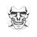 A pirate's face with a pirate hat, half of the face will have human features, and the other half of the face will have a tattoo design idea