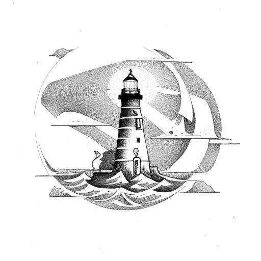 Lighthouse rowboat anchor tattoo design idea