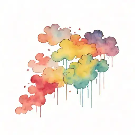 rain clouds floating tattoo design idea